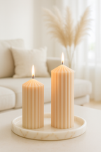 Ribbed Pillar Candle Set