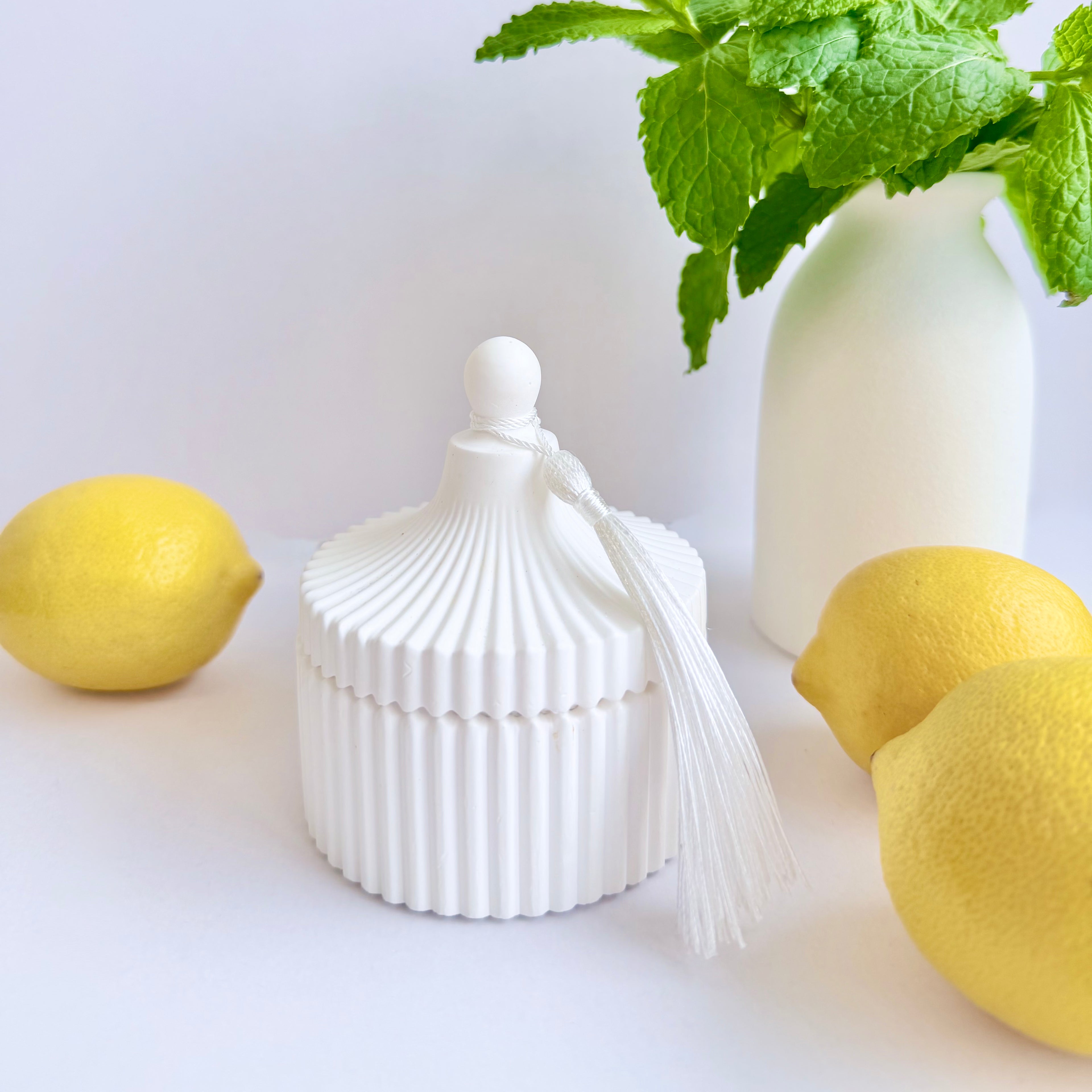 Lemon and Mint Tassel Candle