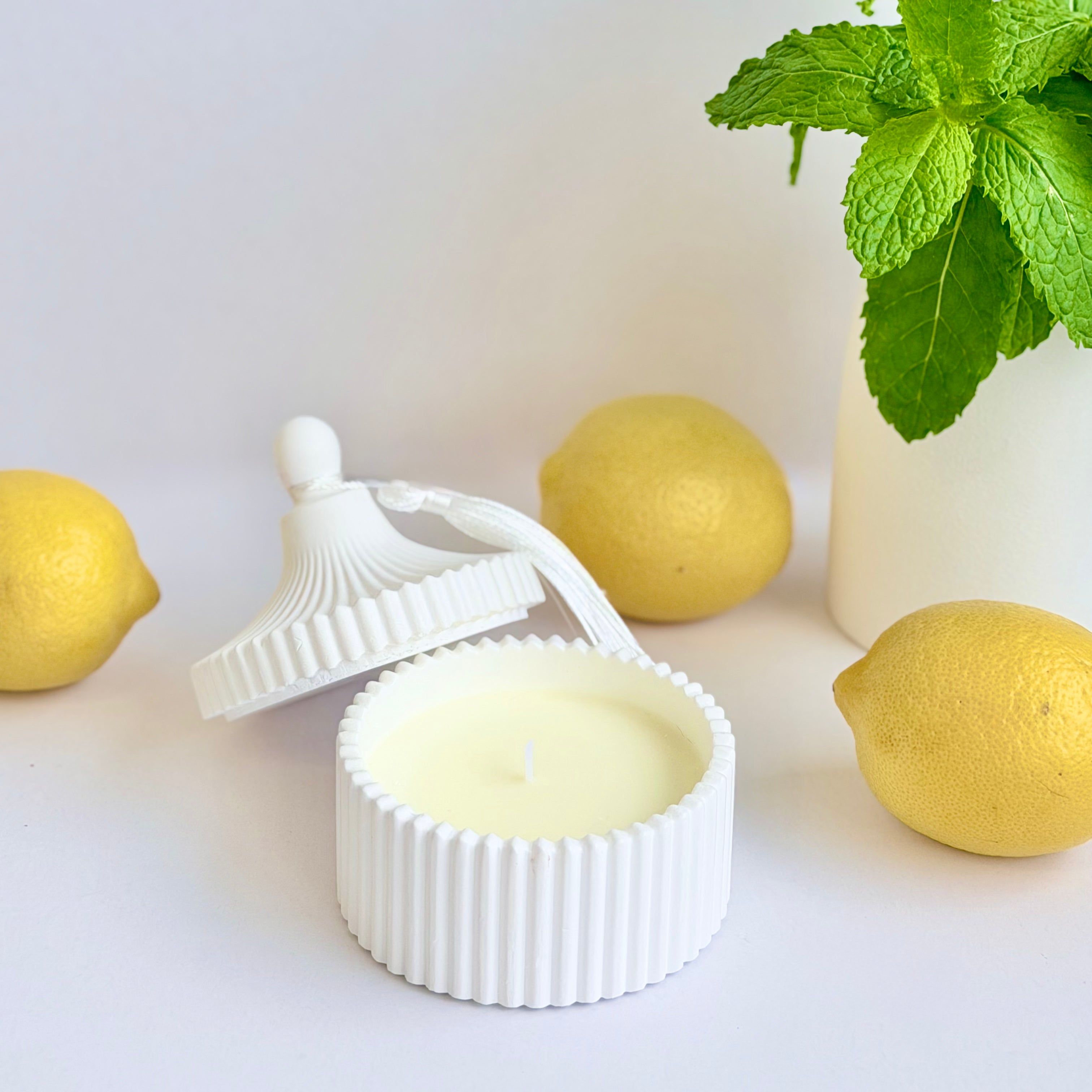 Lemon and Mint Tassel Candle