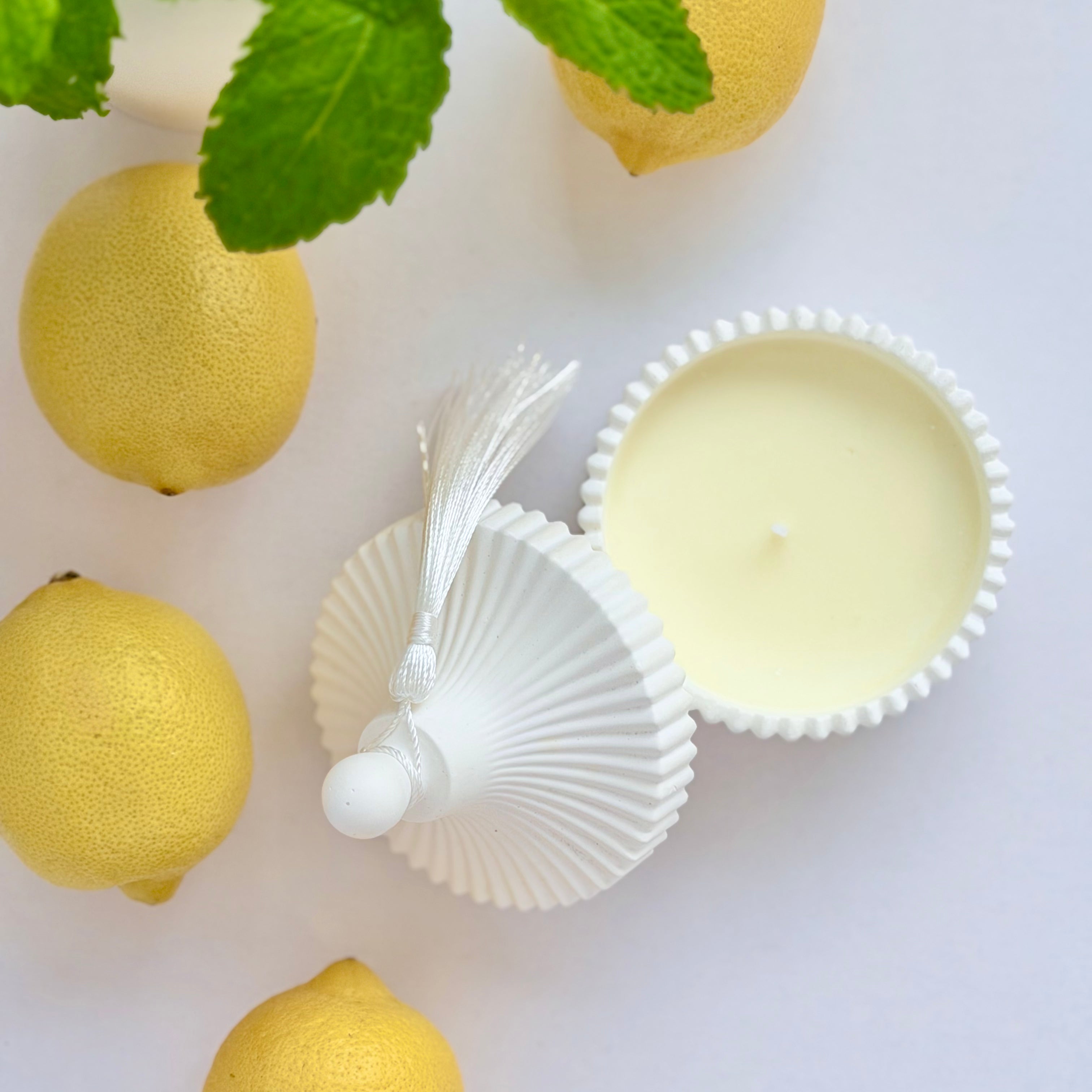 Lemon and Mint Tassel Candle