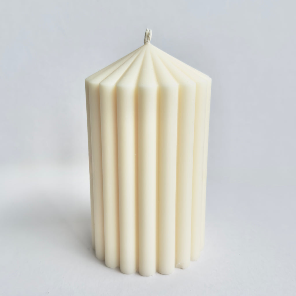 Small Ribbed Pillar Candle