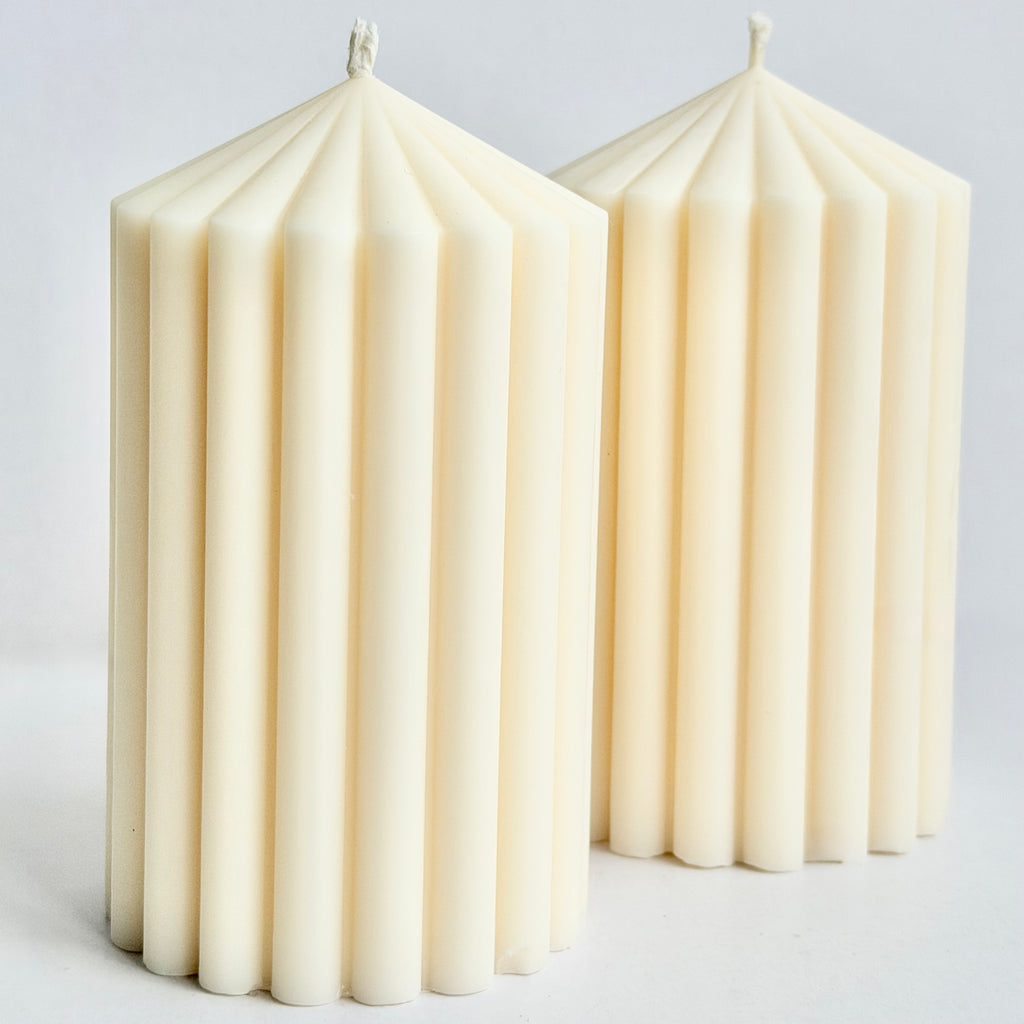 Small Ribbed Pillar Candle