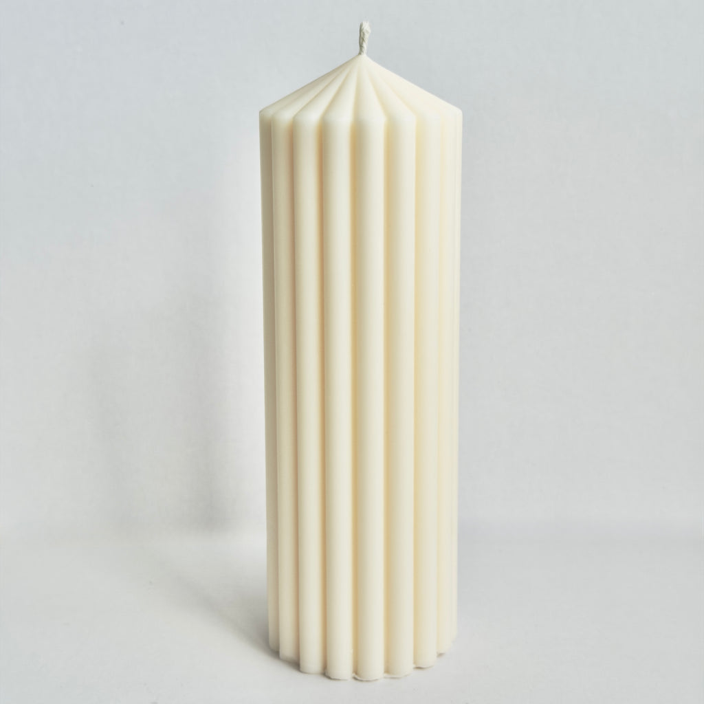 Large Ribbed Pillar Candle