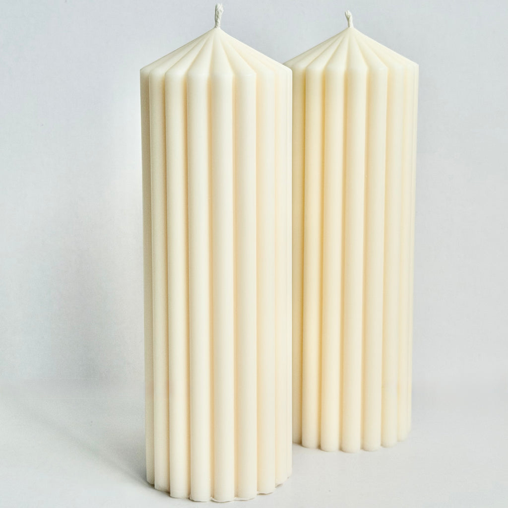 Large Ribbed Pillar Candle