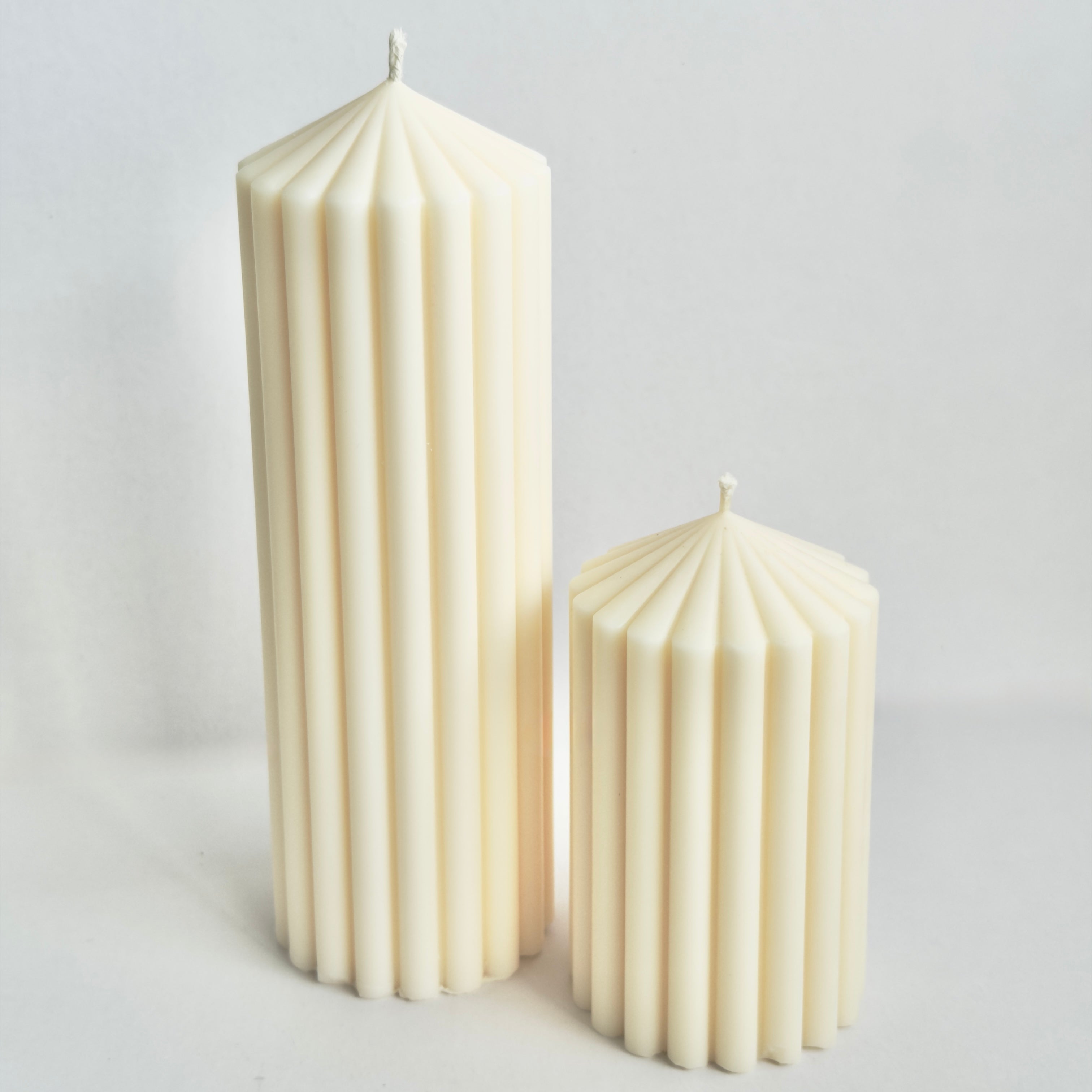 Ribbed Pillar Candle Set