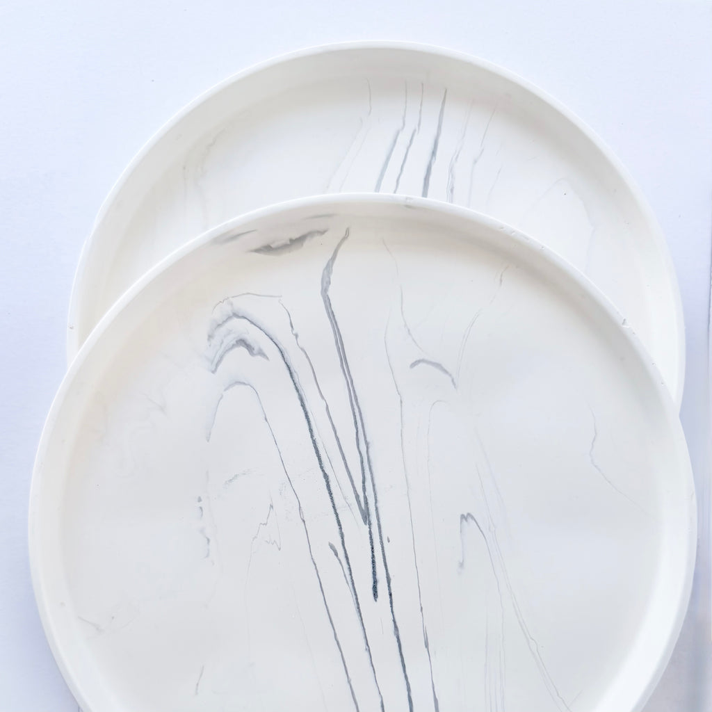 Grey Marble Design Edge Tray (Large)