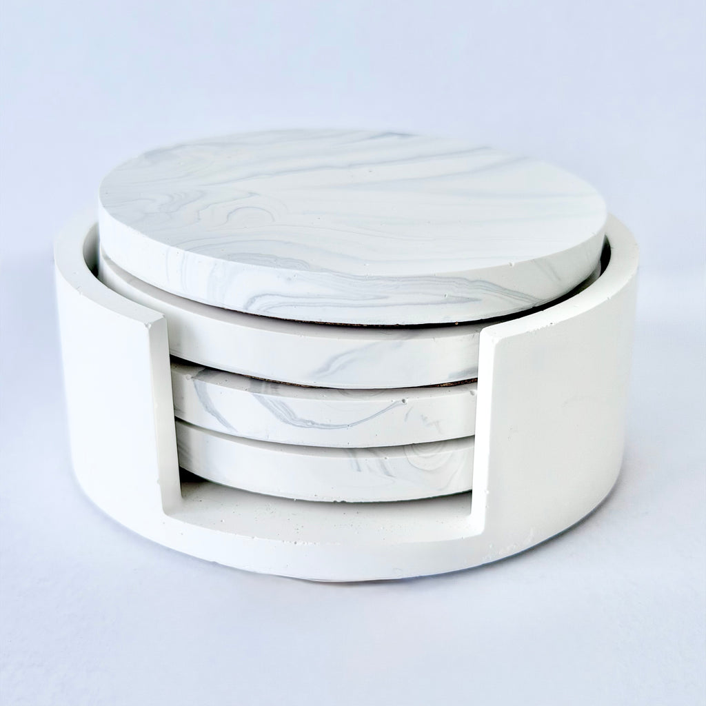 Grey Marble Design Coaster Set