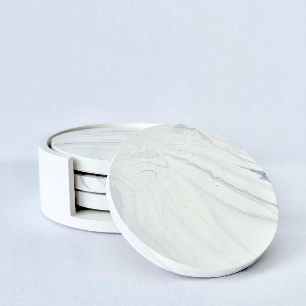Grey Marble Design Coaster Set