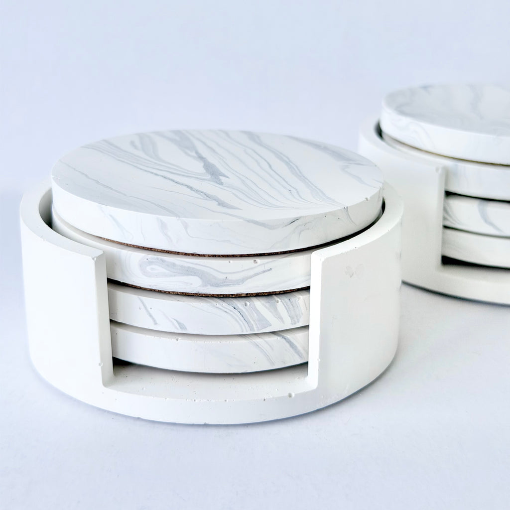 Grey Marble Design Coaster Set