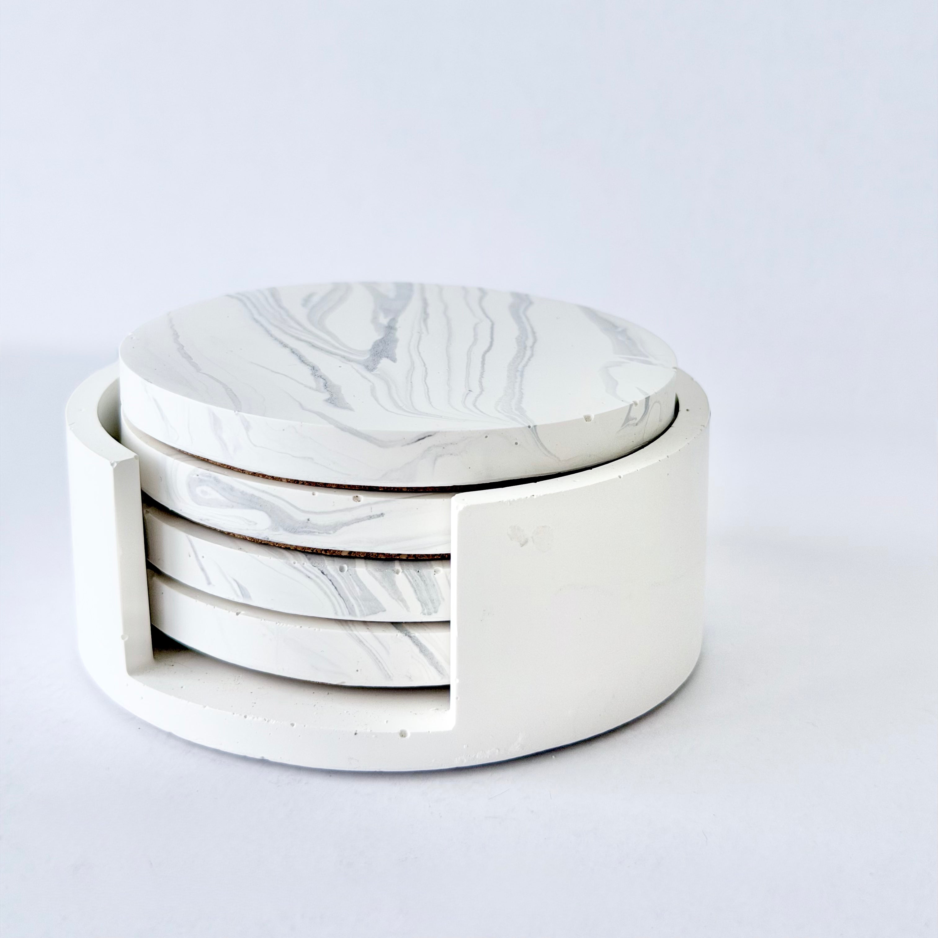 Grey Marble Design Coaster Set