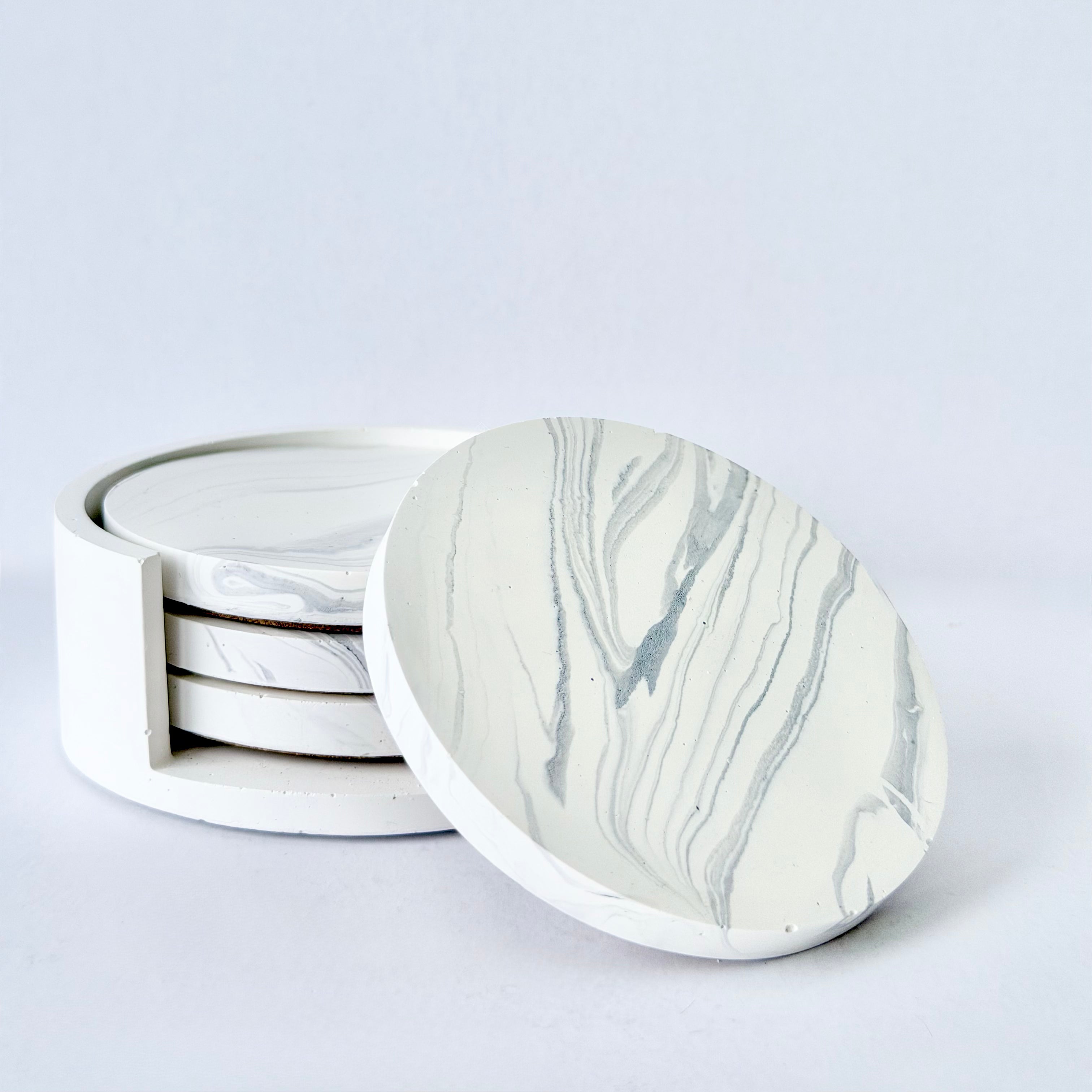 Grey Marble Design Coaster Set