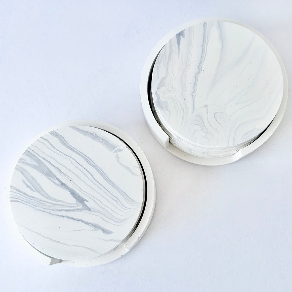 Grey Marble Design Coaster Set