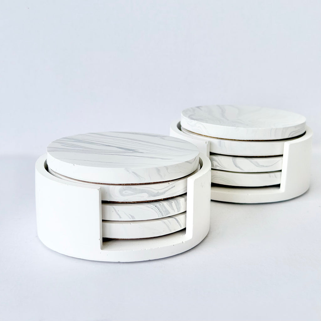 Grey Marble Design Coaster Set