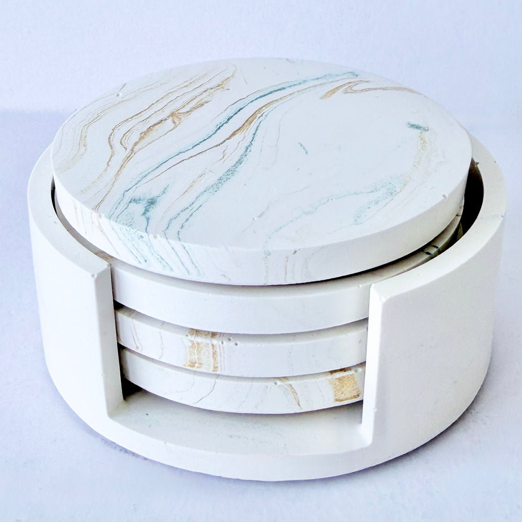 Gold Marble Design Coaster Set
