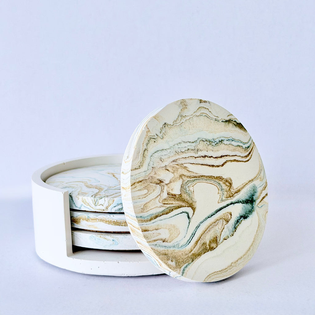 Gold Marble Design Coaster Set