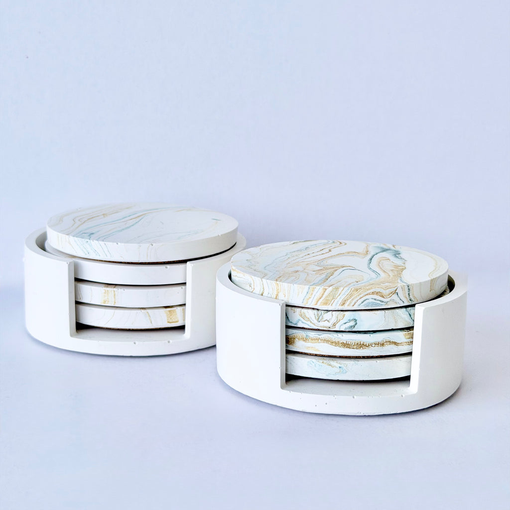 Gold Marble Design Coaster Set
